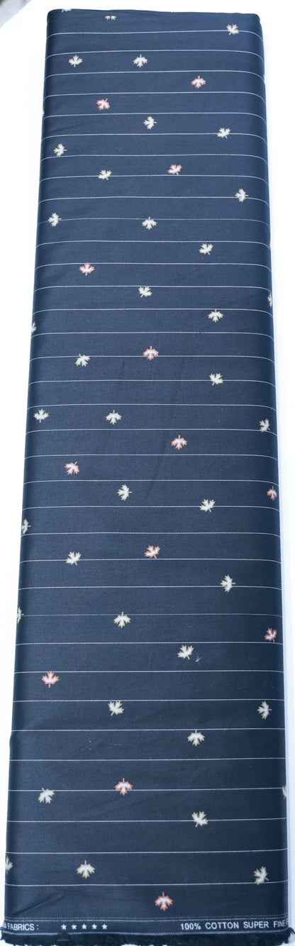 PURE COTTON BLACK PRINTED WITH STRIPS SHIRTING