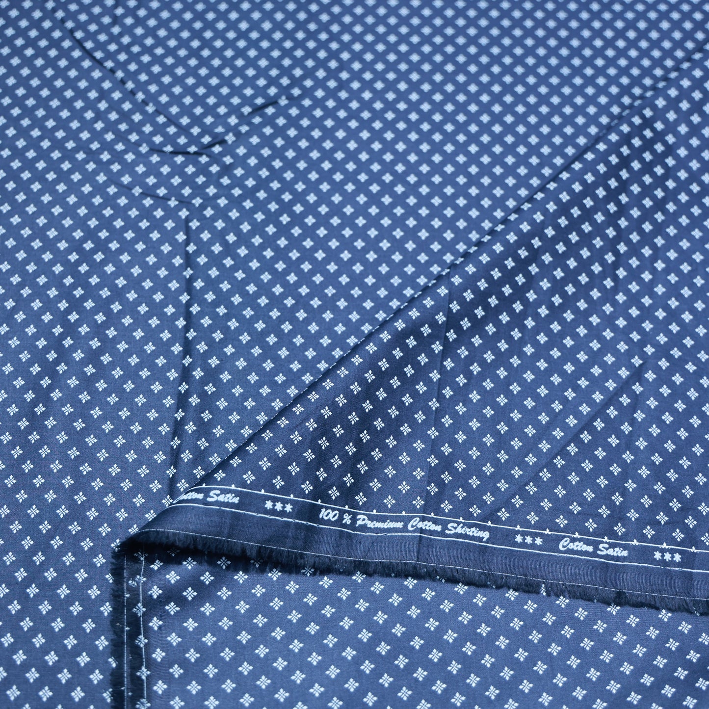 ABSOLUTO PURE COTTON NAVY BLUE PRINTED SHIRTING