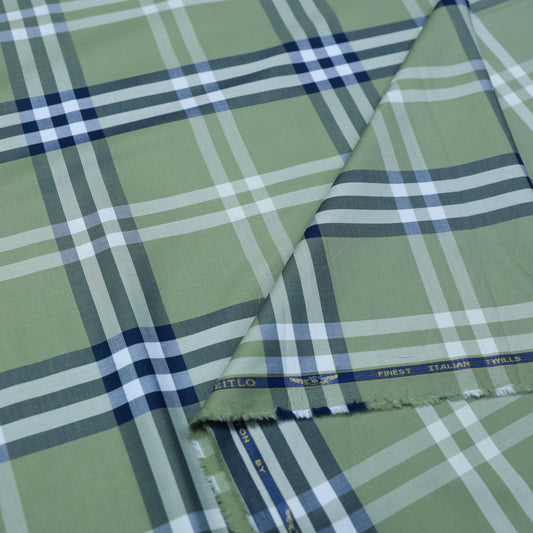 FERRICIO DEITLO PURE COTTON GREEN BURBERRY CHECK SHIRTING