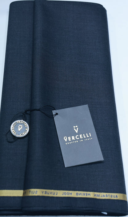 VERCELLI  NAVY BLUE WOOL BLENDED SUITING
