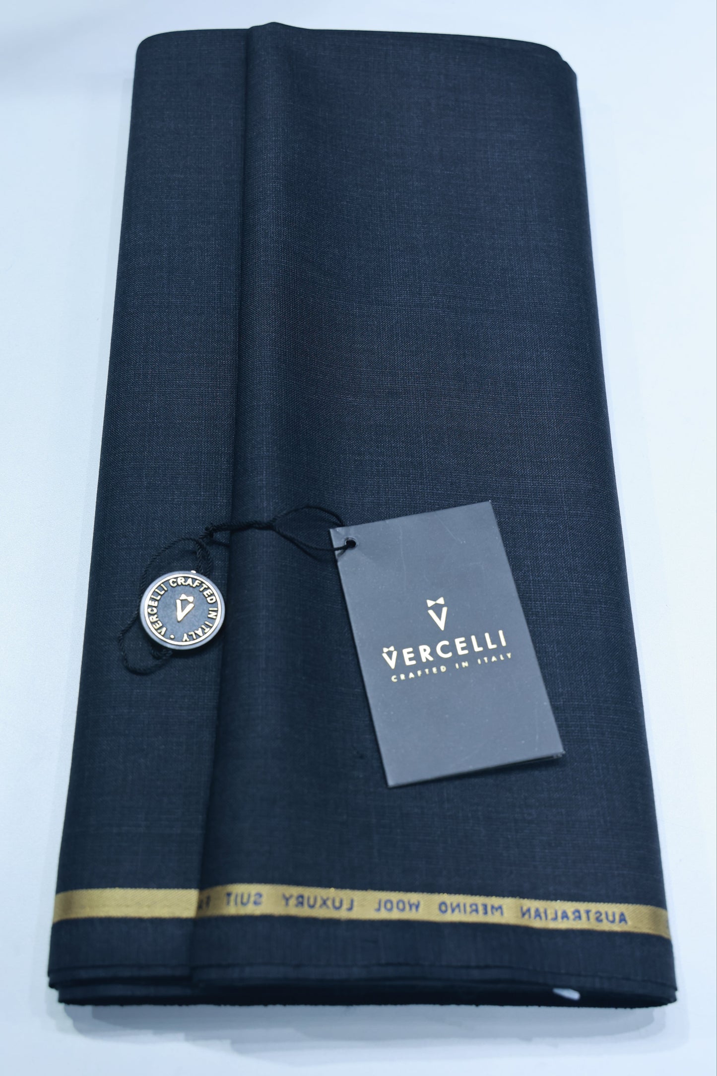 VERCELLI TEXTURE NAVY BLUE WOOL BLENDED  SUITING