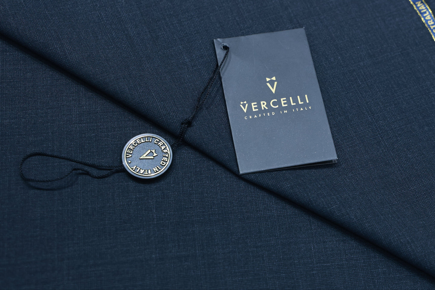 VERCELLI  NAVY BLUE WOOL BLENDED SUITING