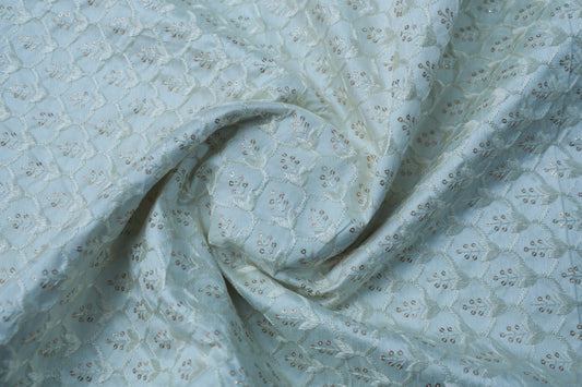 CREAM EMBROIDERED SILK WITH GOLDEN INSERTS