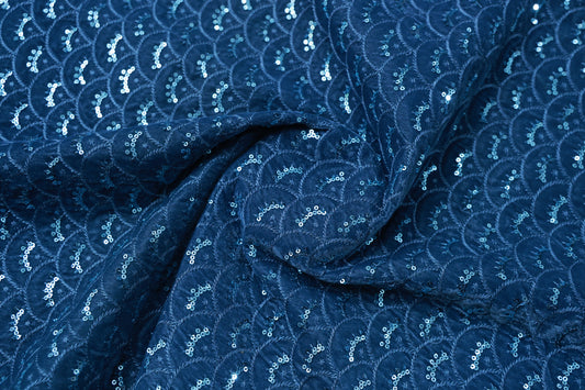 blue embroidered velvet
