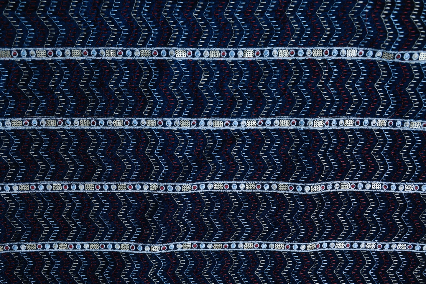 VELVET MULTI COLOUR EMBROIDERY  FABRIC