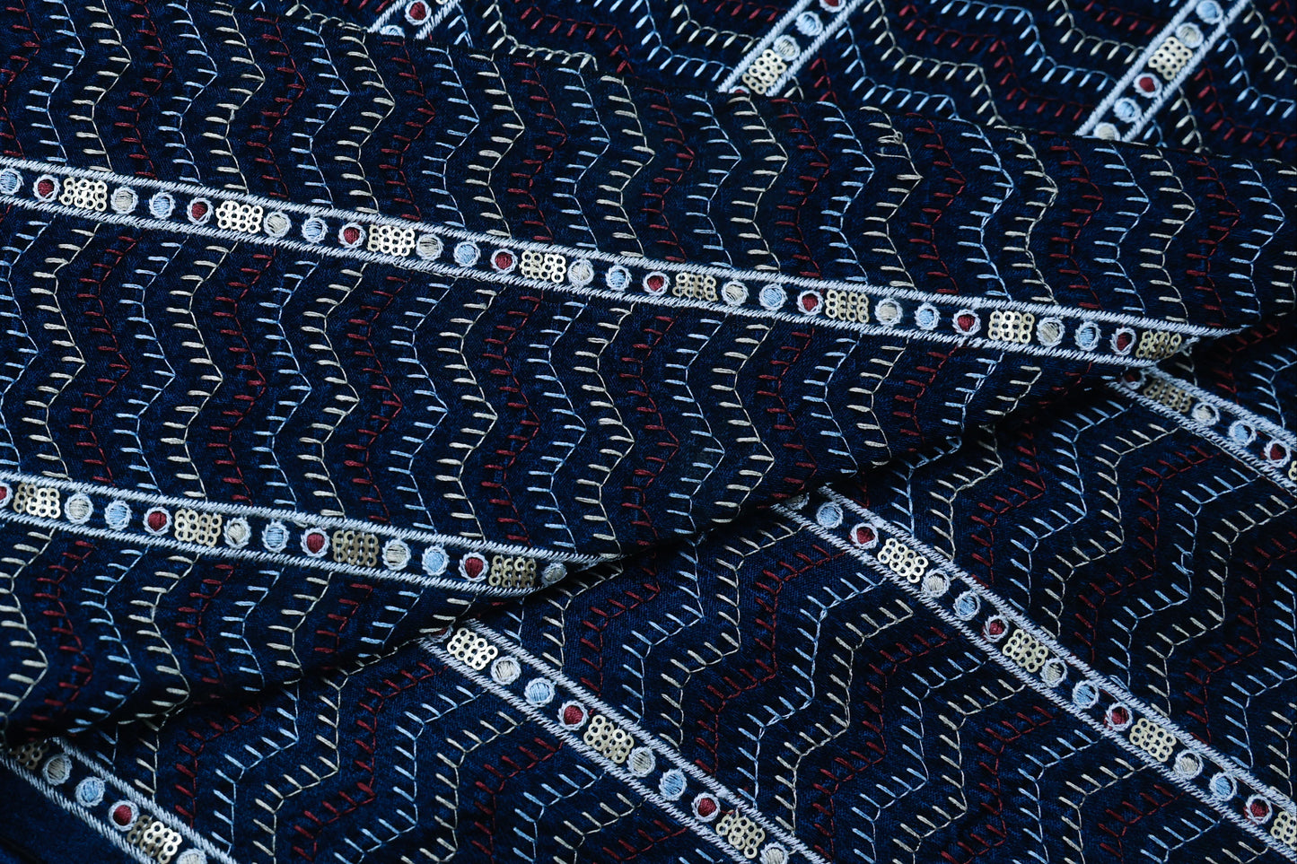 VELVET MULTI COLOUR EMBROIDERY  FABRIC