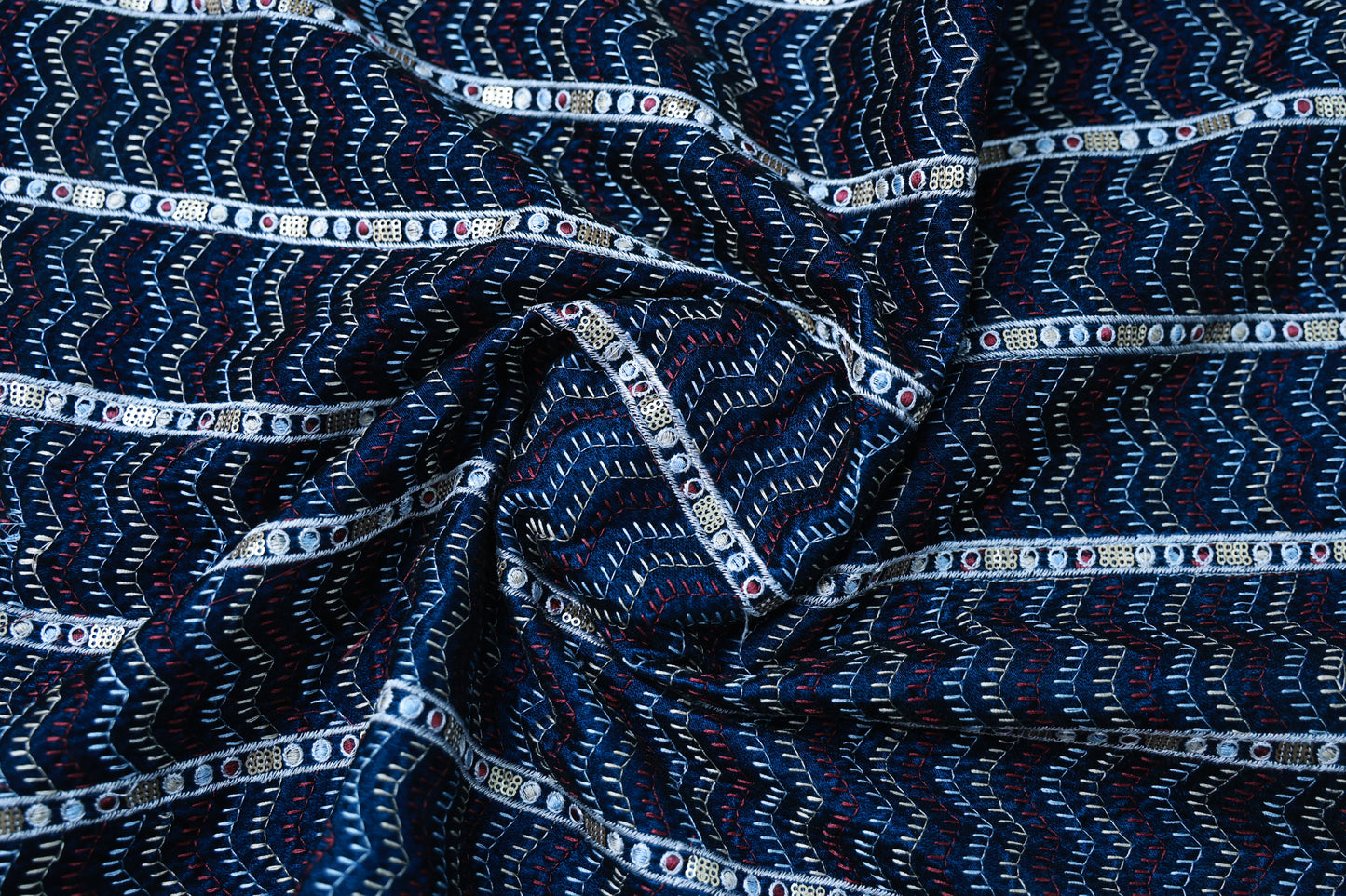 VELVET MULTI COLOUR EMBROIDERY  FABRIC