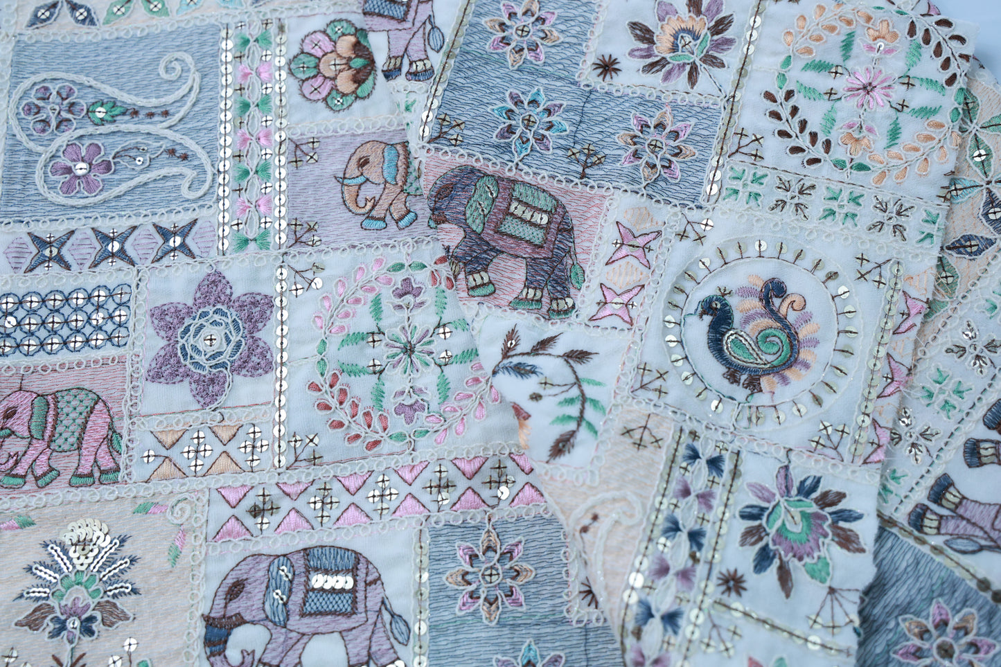 CREAM EMRROIDERED VELVET ETHNIC WEAR