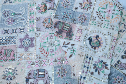 CREAM EMRROIDERED VELVET ETHNIC WEAR