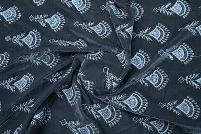 GREY EMBROIDERED ETHNIC WEAR FABRIC