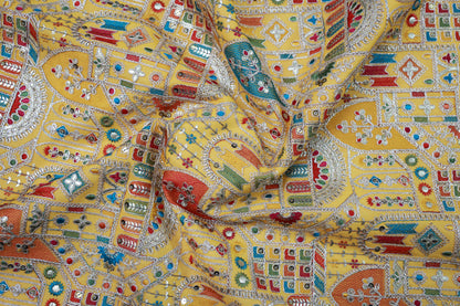 YELLOW GEORGETTE WITH MULTI COLOUR EMBROIDERY ETHNIC WEAR