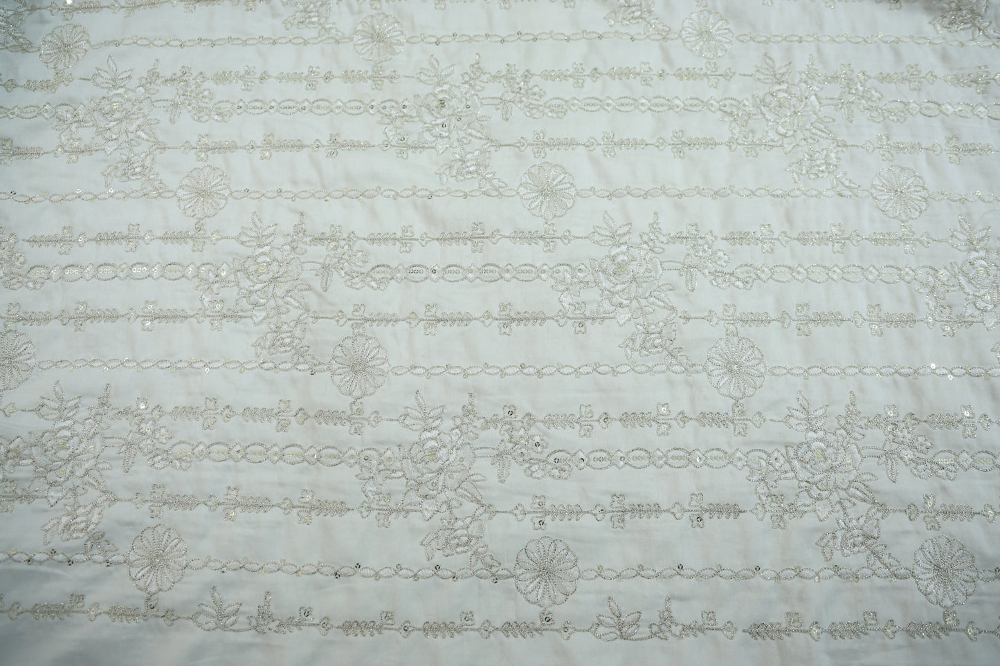 CREAM RAW SILK WITH GOLDEN EBROIDERY ETHNIC FABRIC