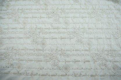 CREAM RAW SILK WITH GOLDEN EBROIDERY ETHNIC FABRIC
