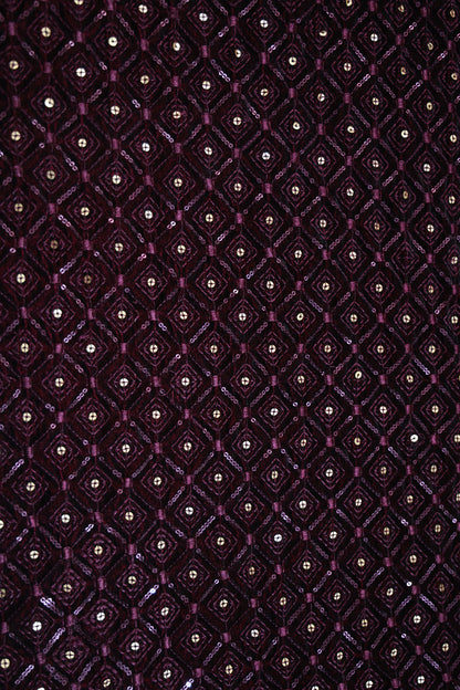 WINE VELVET EMBROIDERY TUXEDO PARTY WEAR