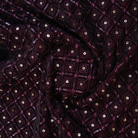 WINE VELVET EMBROIDERY TUXEDO PARTY WEAR