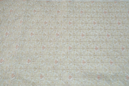 CREAM RAW SILK EMBROIDER ETHNIC FABRIC