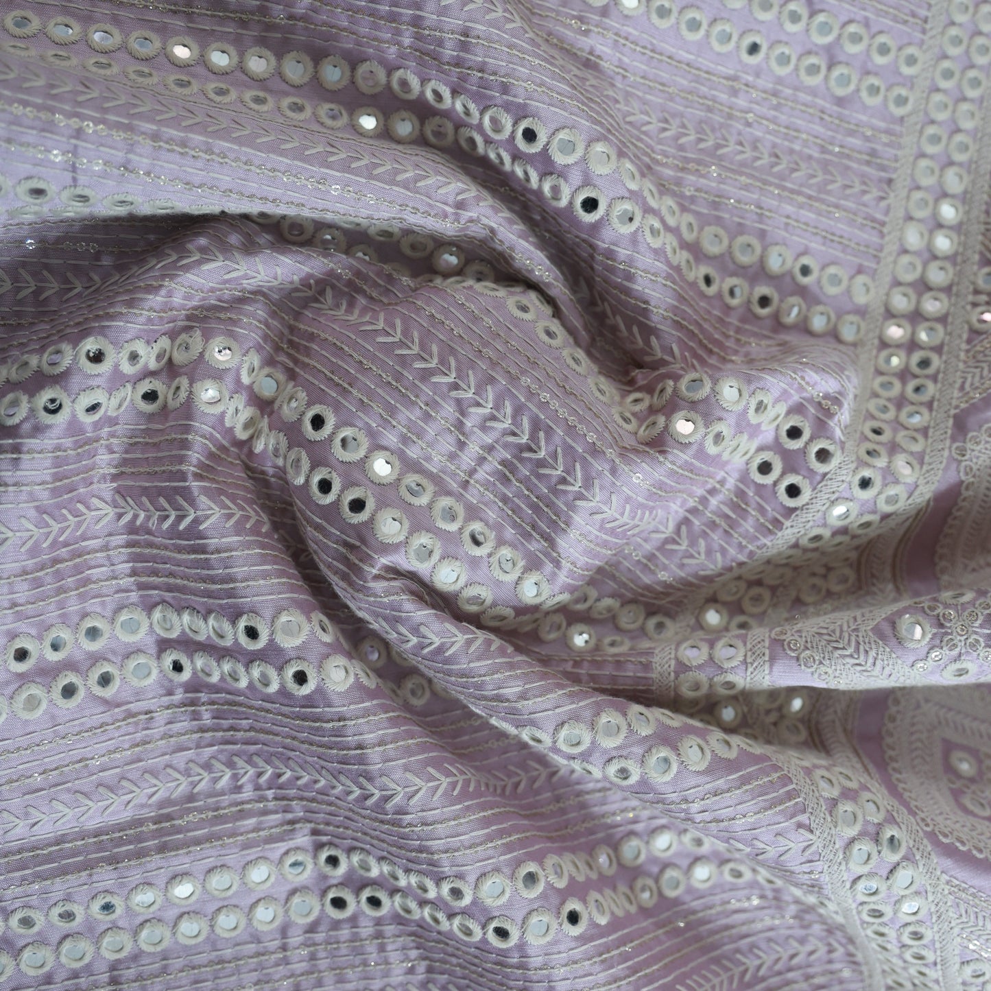 MAUVE RAW SILK EMBROIDERY ETHNIC WEAR FABRIC WITH BORDER
