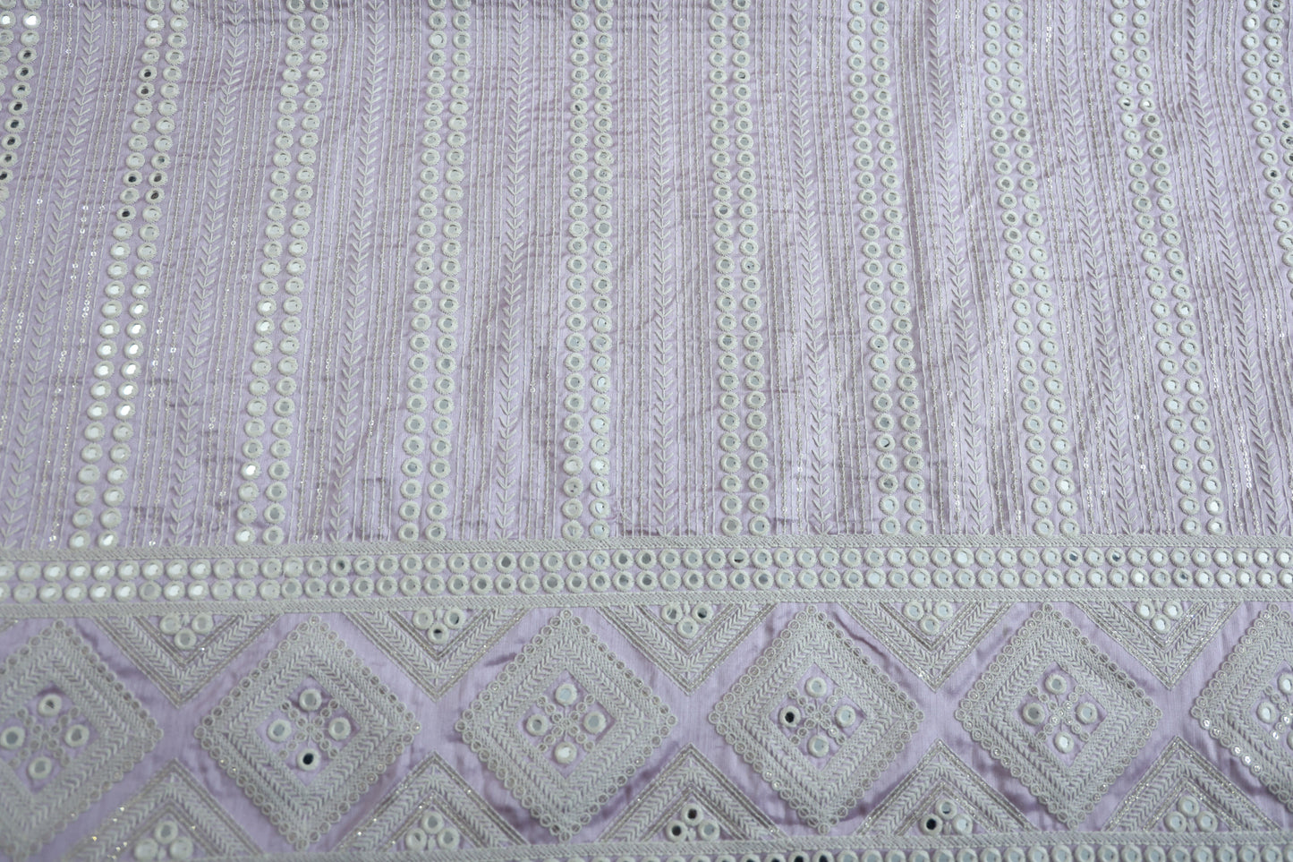 MAUVE RAW SILK EMBROIDERY ETHNIC WEAR FABRIC WITH BORDER