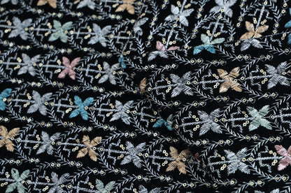 MUTLICOLORED EMBROIDERED VELVET WITH BLACK BASE