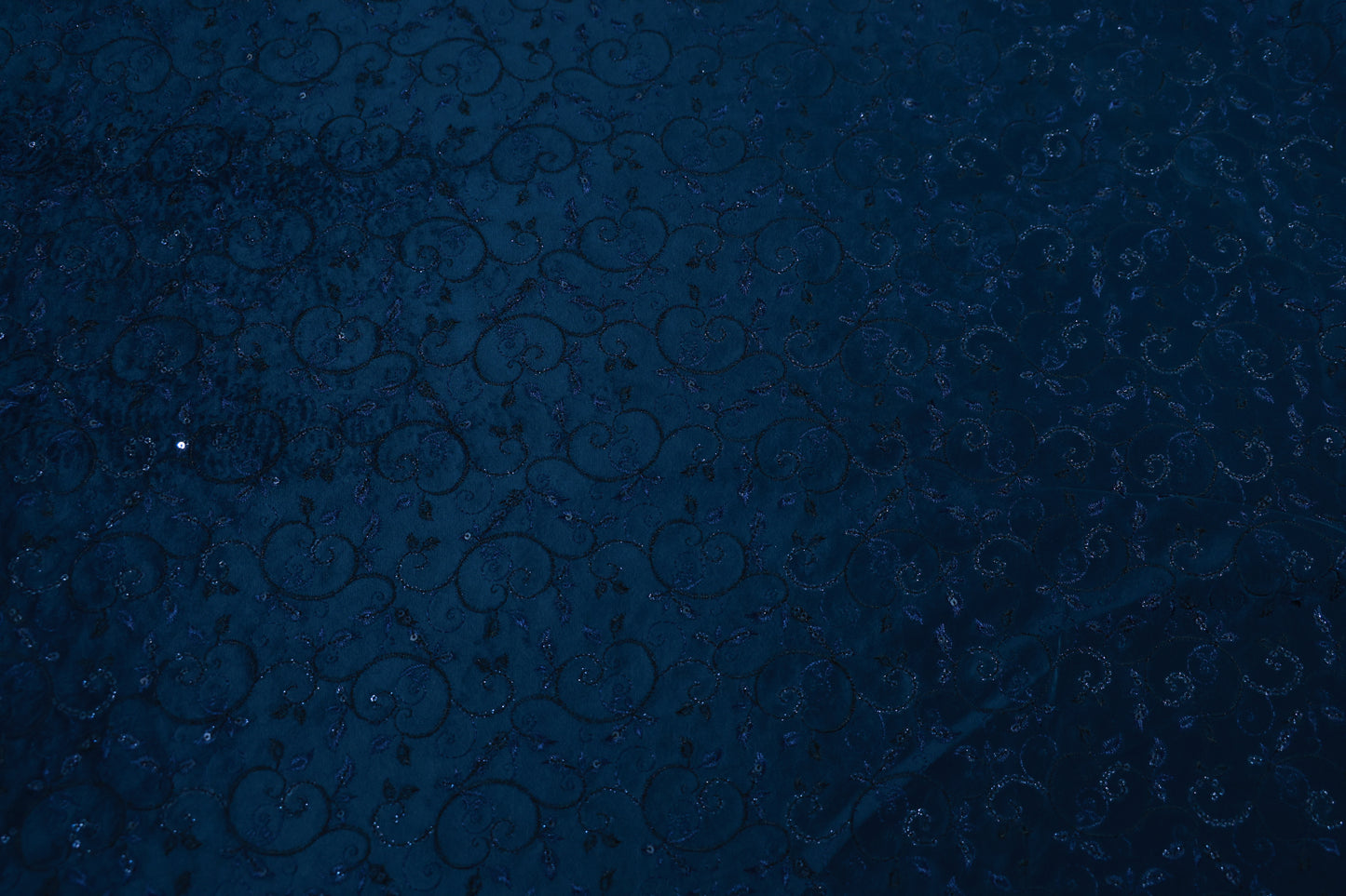 D&J TEAL EMBROIDERED VELVET FABRIC