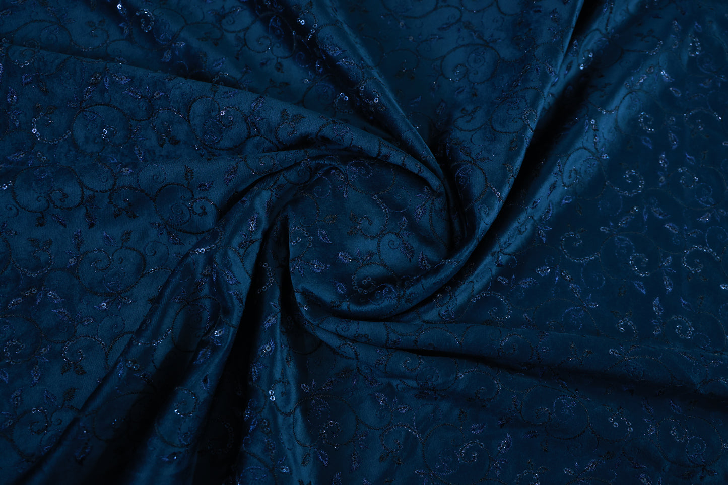 D&J TEAL EMBROIDERED VELVET FABRIC