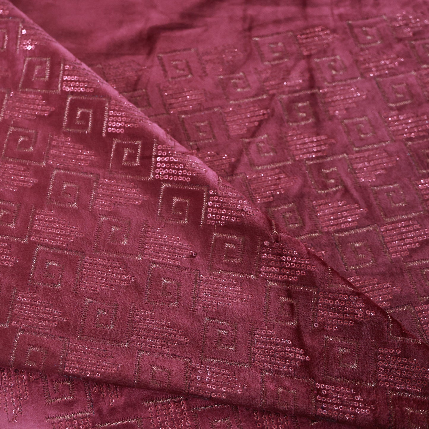ABSOLUTO MEHROON VELVET EMBRODERY FABRIC