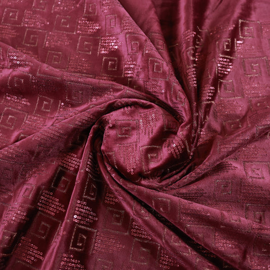 ABSOLUTO MEHROON VELVET EMBRODERY FABRIC
