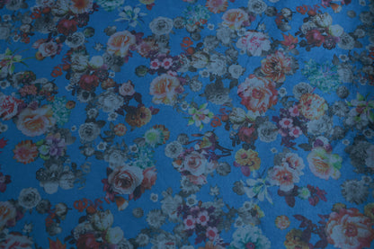 D&J BLUE VELVET PRINTED FABRIC