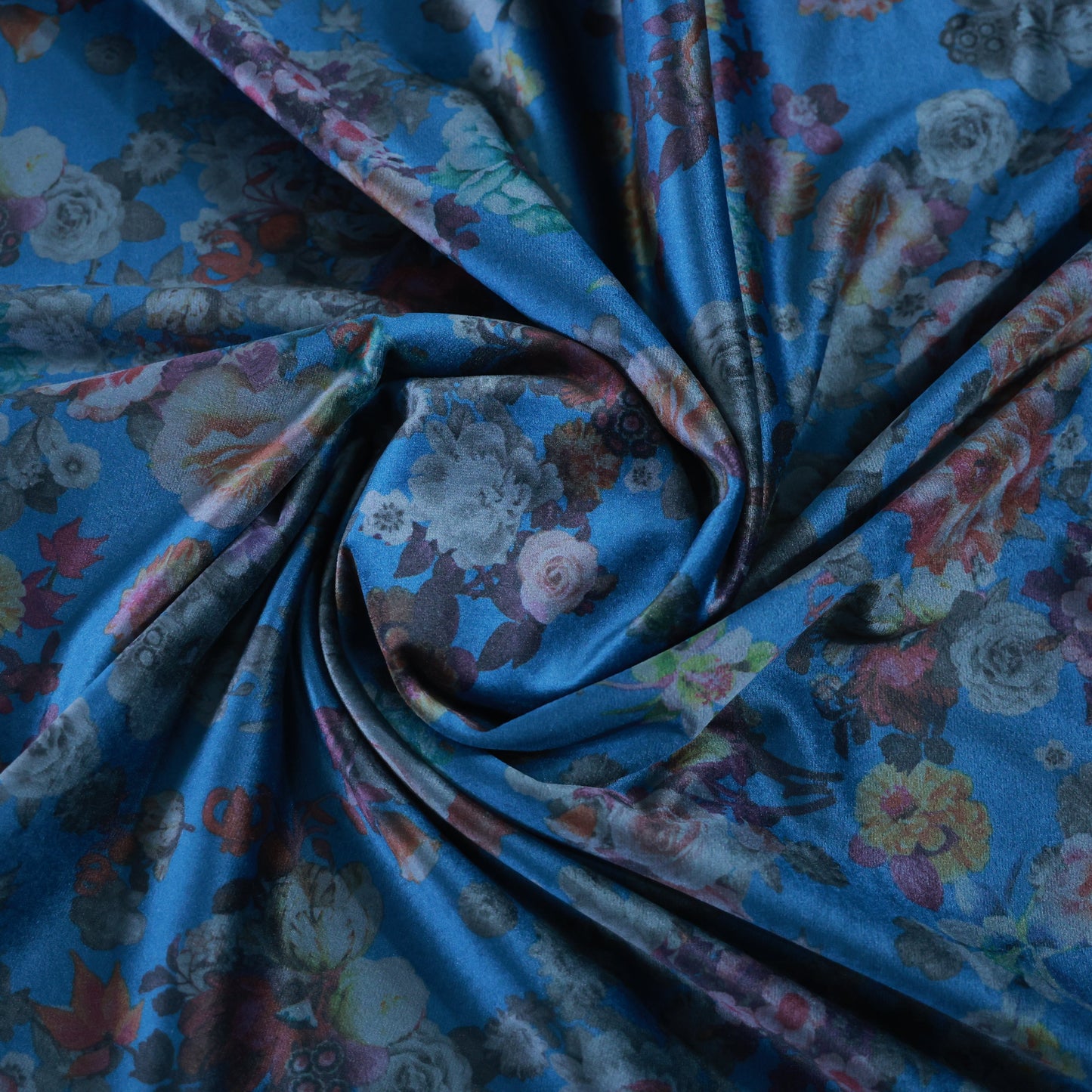 D&J BLUE VELVET PRINTED FABRIC