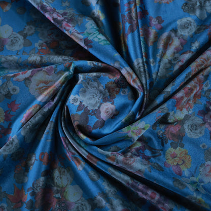 D&J BLUE VELVET PRINTED FABRIC