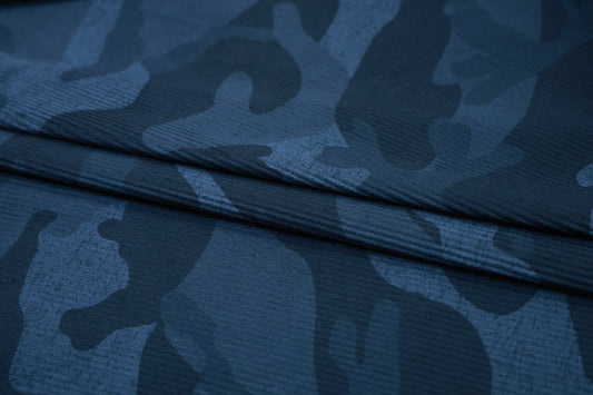 D&J BLUE PRINTED CORDUROY FABRIC