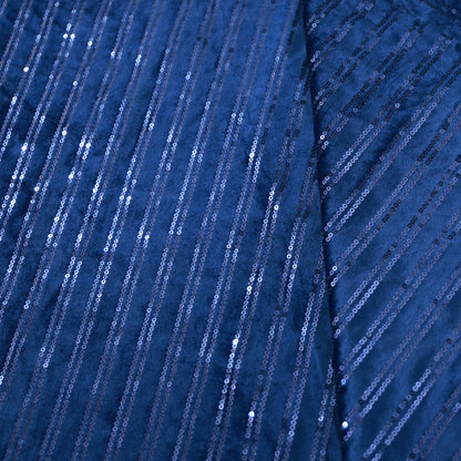 D&J BLUE EMBROIDERED VELVET FABRIC