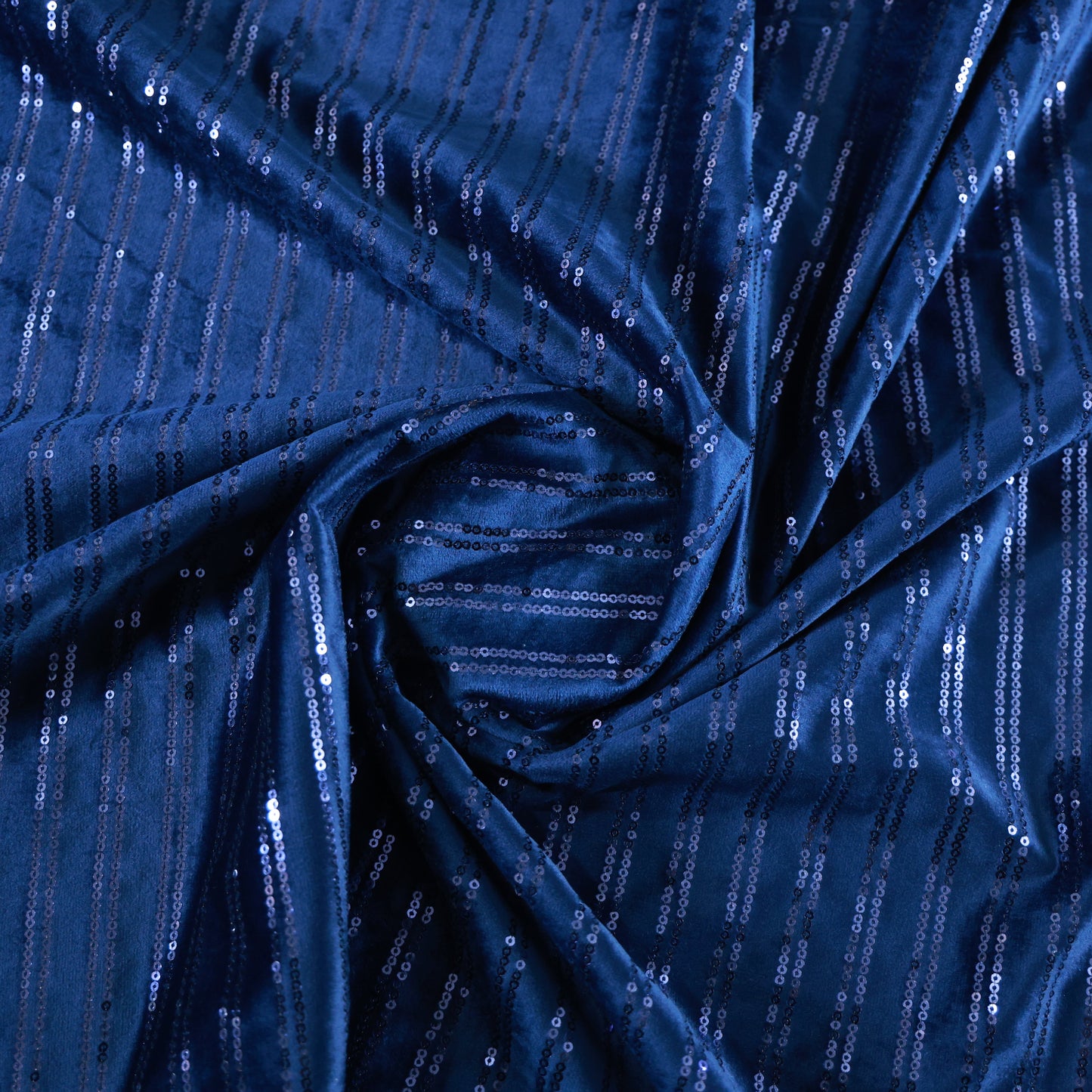 D&J BLUE EMBROIDERED VELVET FABRIC