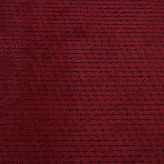 D&J RED EMBROIDERED VELVET FABRIC