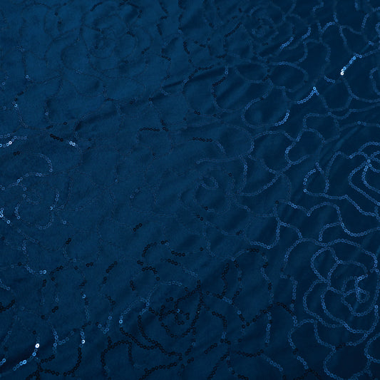 D&J TEAL  VELVET EMBROIDERED FABRIC