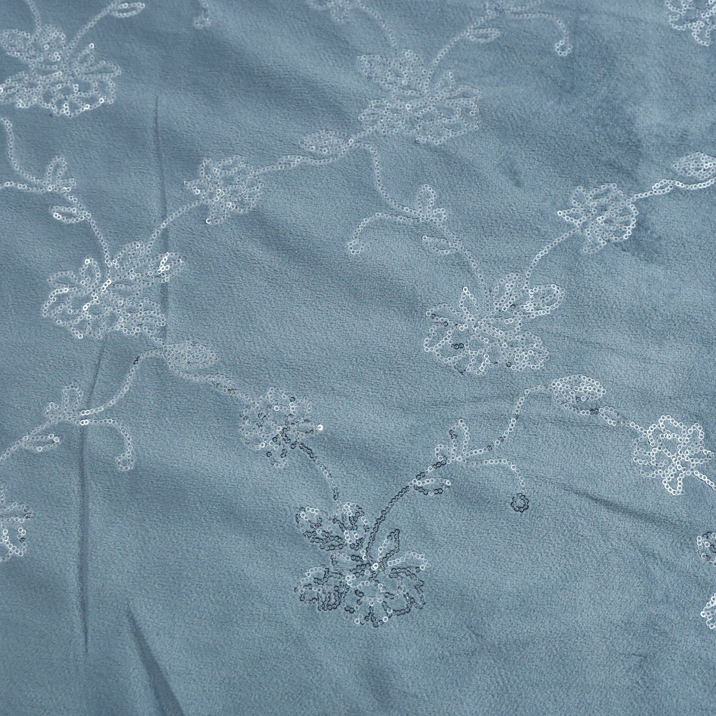 GREY EMBROIDERY VELVET FABRIC
