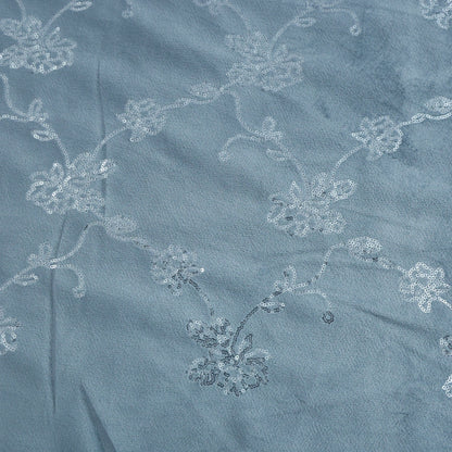 GREY EMBROIDERY VELVET FABRIC