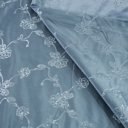 GREY EMBROIDERY VELVET FABRIC