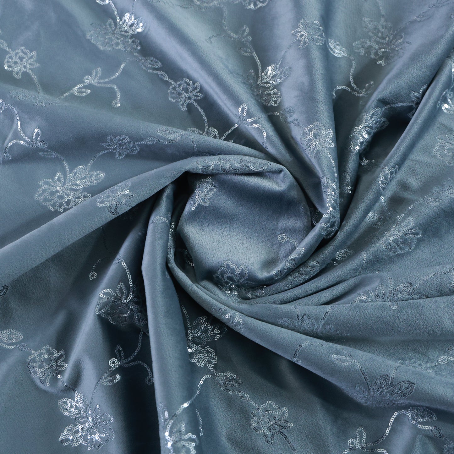 GREY EMBROIDERY VELVET FABRIC