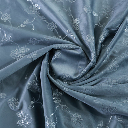 GREY EMBROIDERY VELVET FABRIC