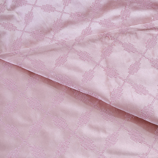 PEACH VELVET EMBROIDERED FABRIC