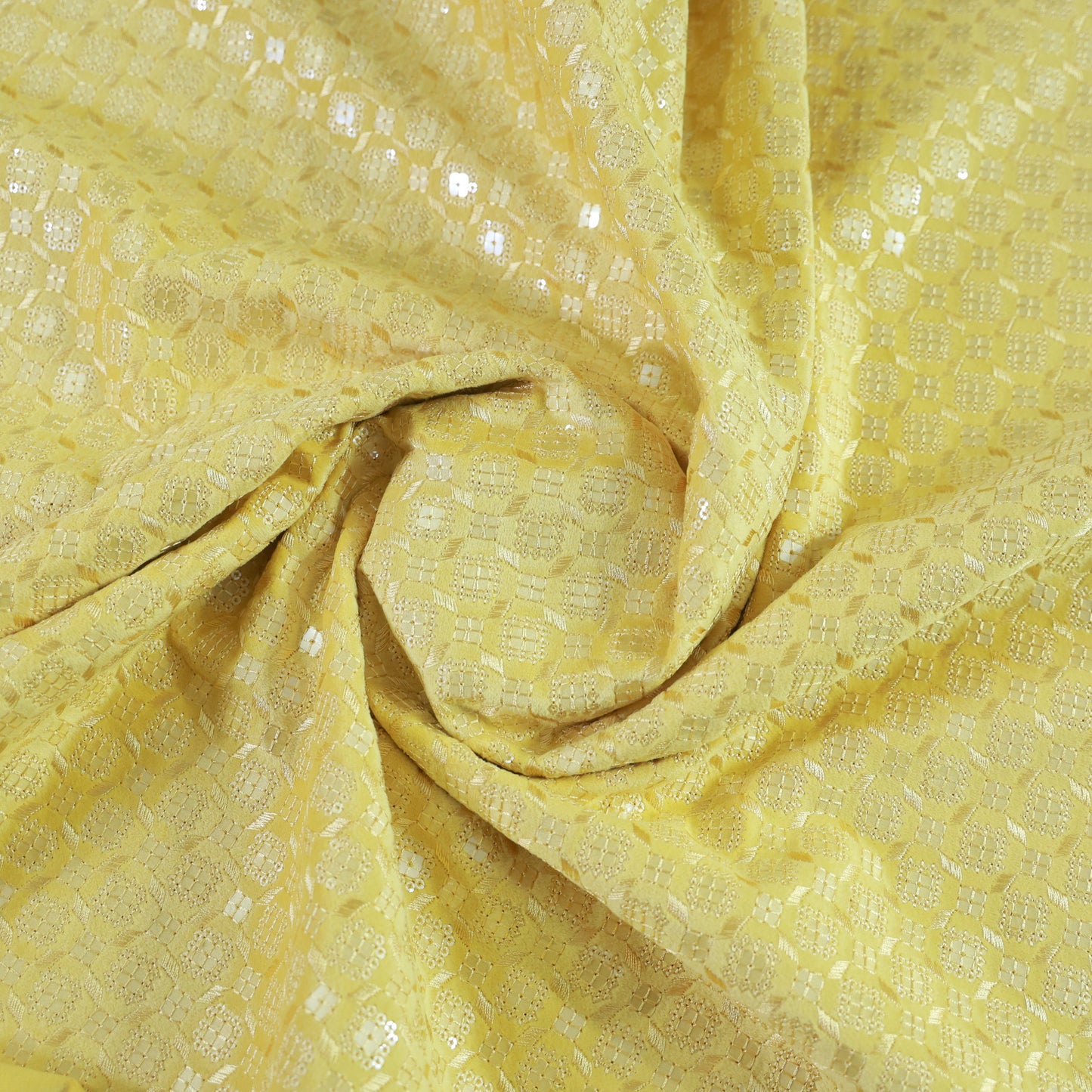 MITVA YELLOW VELVET EMBROIDERED FABRIC