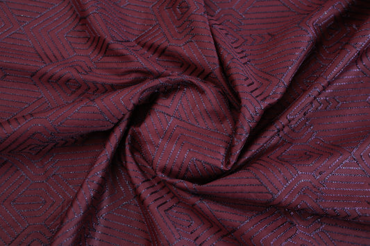 Mehroon silk with black geometric embroidery