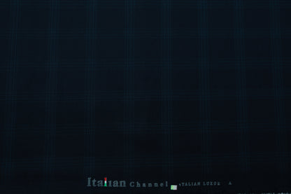ITALIAN CHANNEL 13942  CHECK NAVY BLUE SUITING