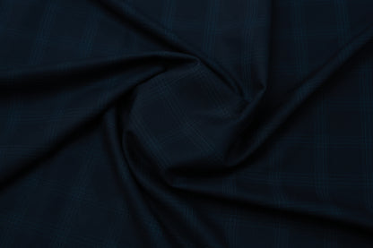 ITALIAN CHANNEL 13942  CHECK NAVY BLUE SUITING