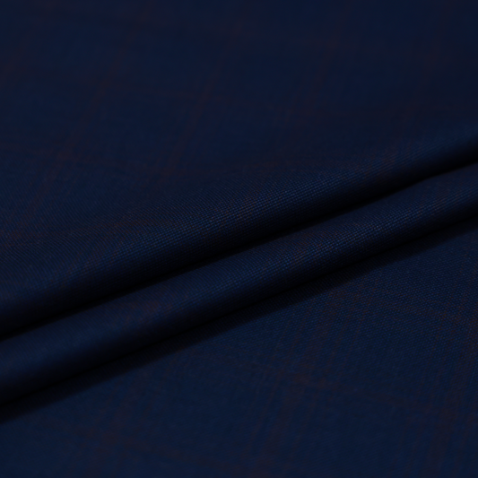 RAYMOND TRENDZ STAR WOOL BLENDED BLUE- RED CHECKS SUITING