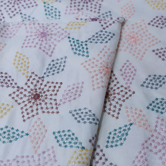 EMROIDERD MULTI COLOR EHTNIC WEAR FABRIC