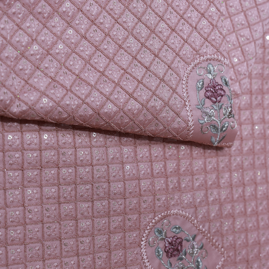 PINK EMBROIDERD SHERWANI FABRIC