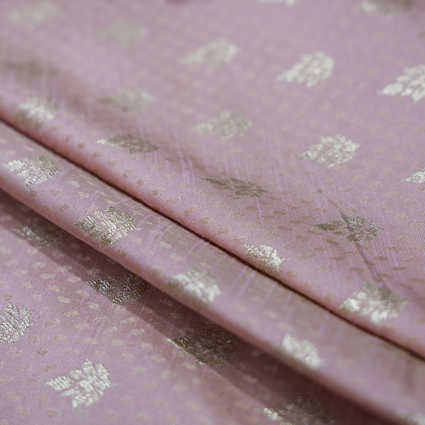 RAW SILK PEACH PRINTED FABRIC