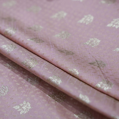 RAW SILK PEACH PRINTED FABRIC